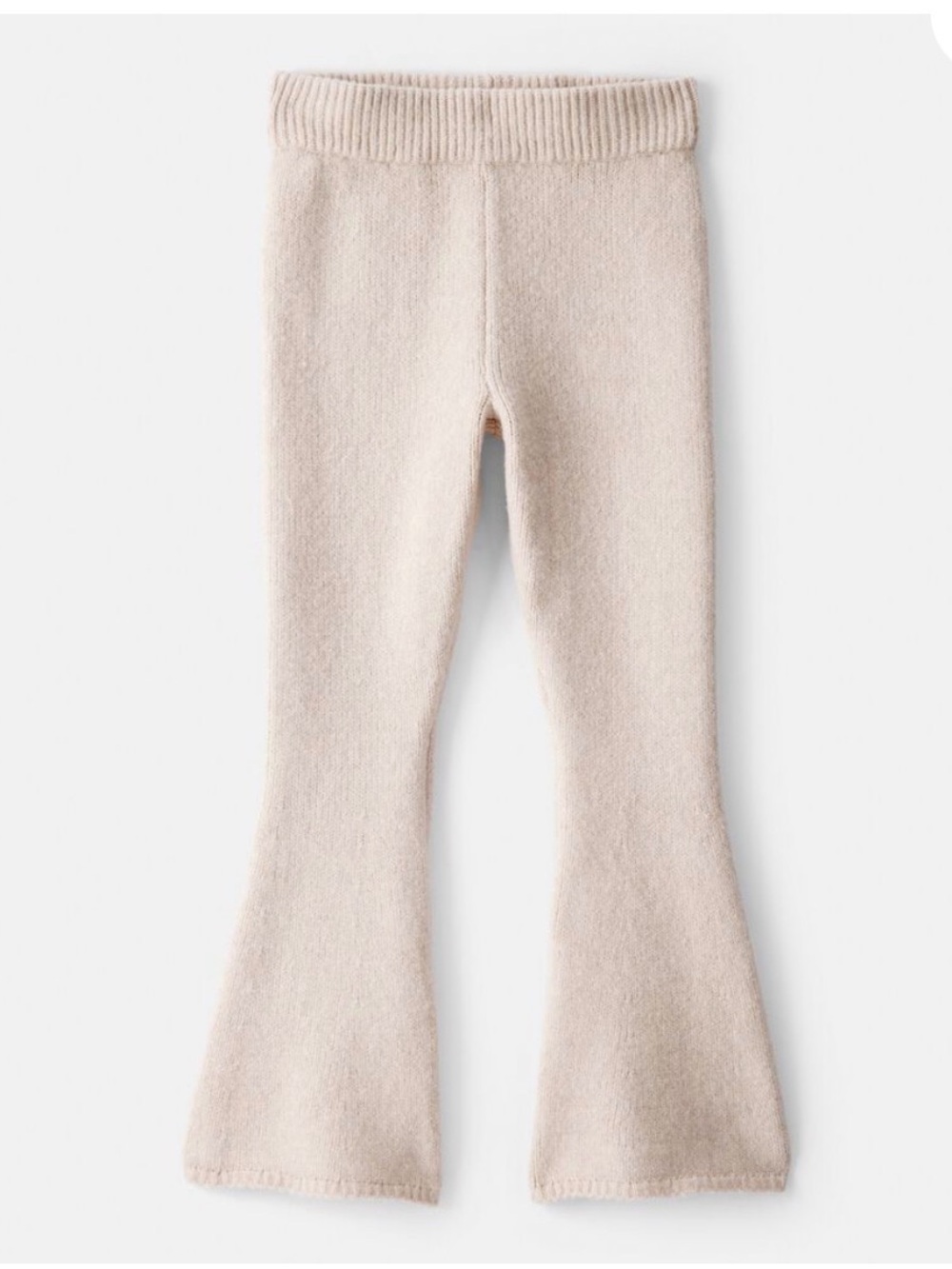 Kids Knit Flare Leggings in Light Beige